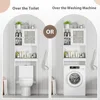 Over The Toilet Bathroom Storage Cabinet Freestanding Wooden Bathroom Organizer with Adjustable Shelves and Glass Door 5