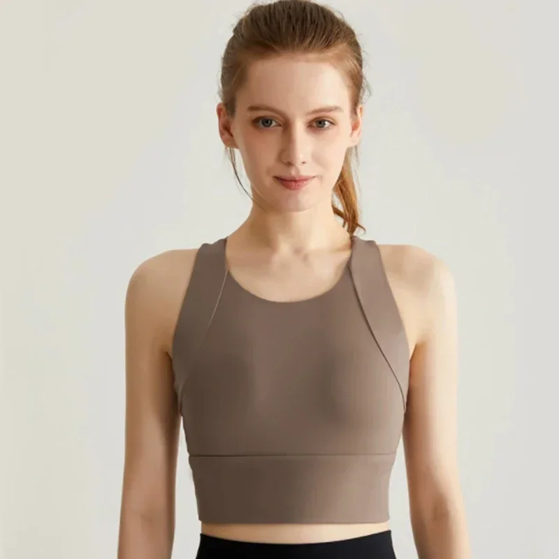 المرأة اليوغا الصدرية اللياقة البدنية عالية التأثي...