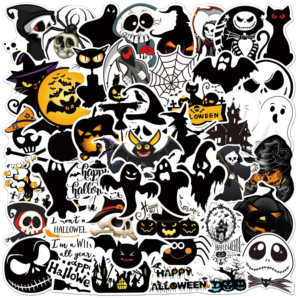 10/30/50PCS Cartoon Halloween Bat Ghost Creative Graffiti Sticker Bike Skateboard Car Helmet Laptop Computer Wholesale