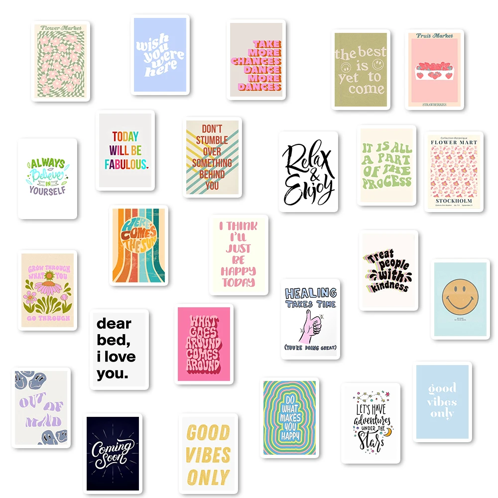  Cute Preppy Stickers 50 Pcs, Pastel Inspirational Stickers,  Vinyl Waterproof Aesthetic Motivational Stickers for Water Bottles Laptop  Phone Computer Guitar : Electronics