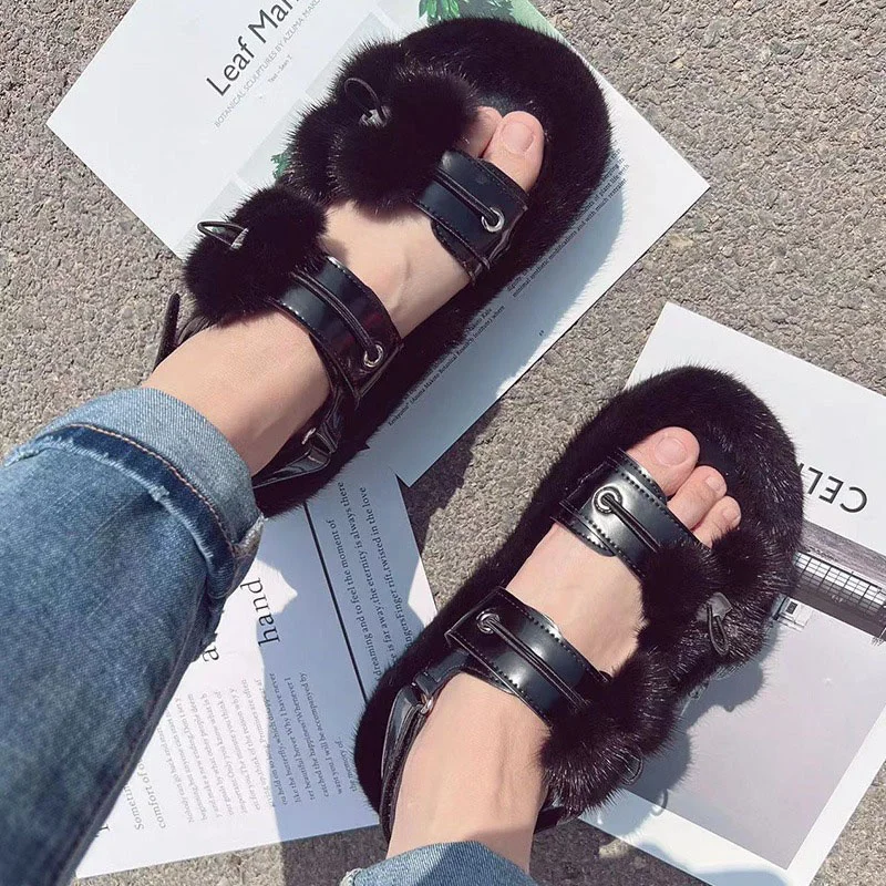 Mink sandals