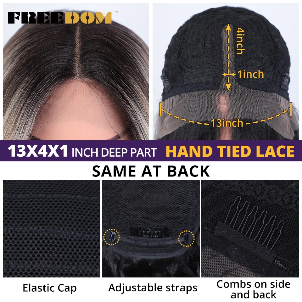 FREEDOM 26 Inch Long Straight Synthetic Lace Front Wig with Bangs Ombre Orange Blonde for Women Cosplay-lace front wig lace wigs synthetic wigs womens synthetic wigs