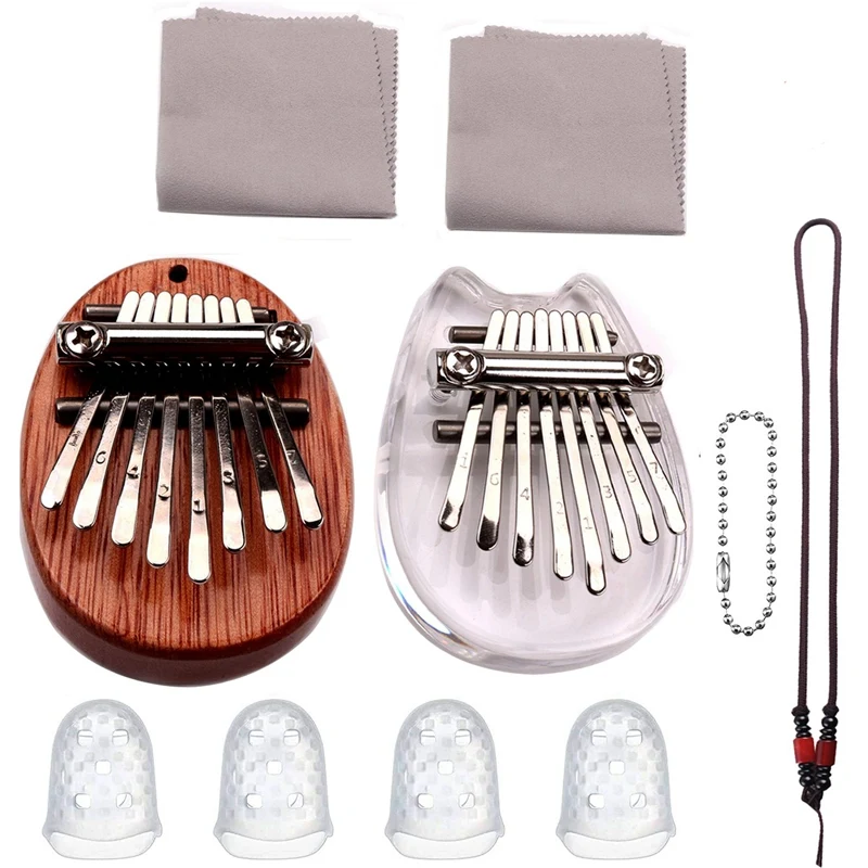 8 Key Mini Kalimba Thumb Piano Finger Piano Set, With Lanyard, For Kids