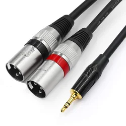 Premium 3.5mm to Dual XLR Stereo Y Splitter Cable - 12m (Black)