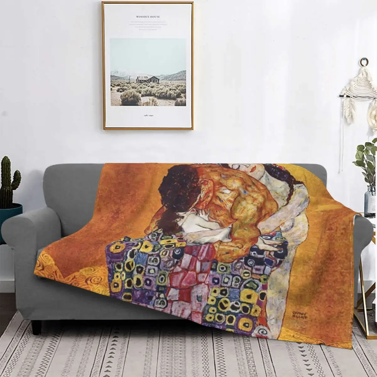 

The Family By Gustav Klimt Blanket Soft Fleece Warm Flannel Colorful Gold Painting Art Throw Blankets for Sofa Travel Bed Quilt