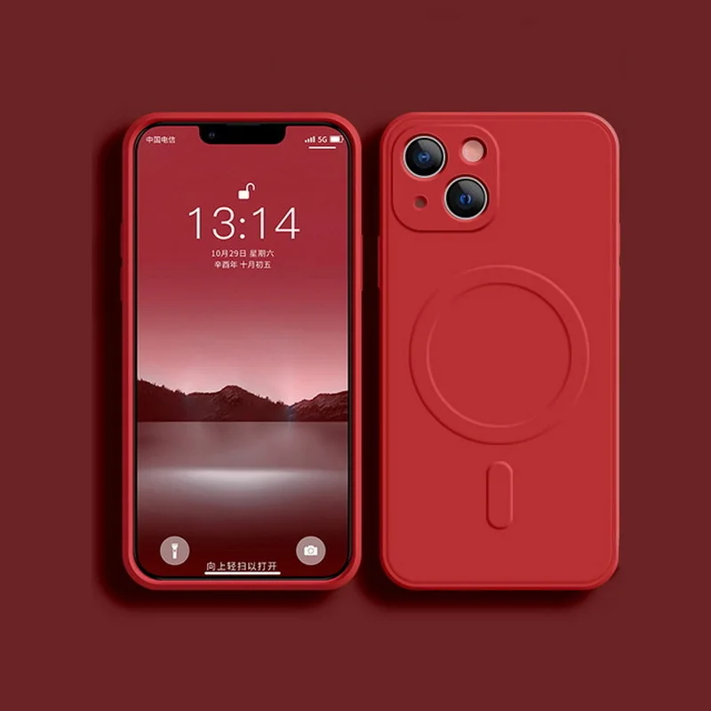 Enhanced Magnetic Wireless Charging Case - Soft Liquid Silicone Back Cover