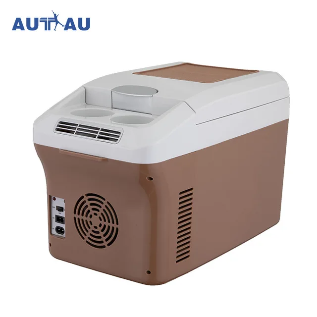 12L Mini Fridge for Dorm Car Home Adjustable Temperature Digital Display Brown Compact Refrigerator student 1