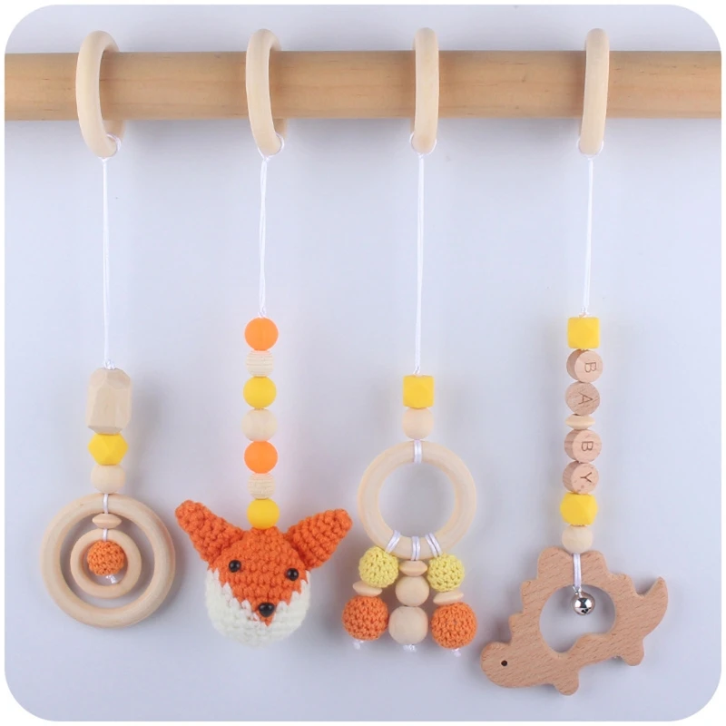 

Baby Beech Hanging Pendants 4pcs/set Knitting for Doll Ring Teether Teething Nur