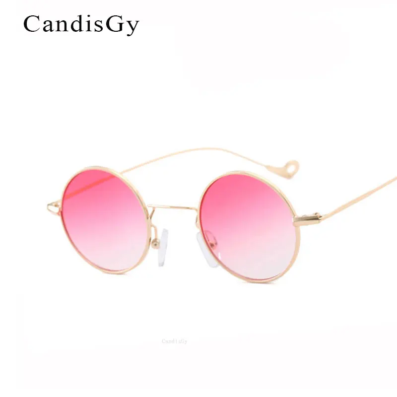 

Fashion 2023 New Arrival Round Clear Pink Sunglasses Women Brand Designer Men Vintage Metal Frame Mirror Sun Glasse Summer