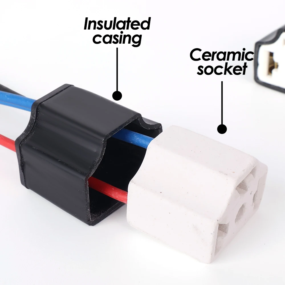 H4 portalampada per Auto portalampada a 3 fori in filo di ceramica cablaggio per faro Auto lampadina presa per fascio luminoso accessori per luci Auto 2/4/6/10 pezzi