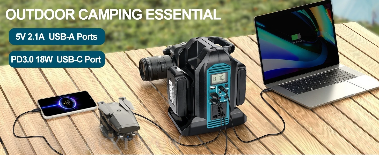 Power Inverter Compatible with Makita 18V Battery 2-Ports 350W DC 18V to AC 110V