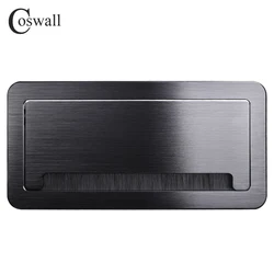 Elegant Black/Silver Brushed Aluminum Cable Management Desk Grommet with Dust - Proof Brush - 1pcs (265 Size Black)