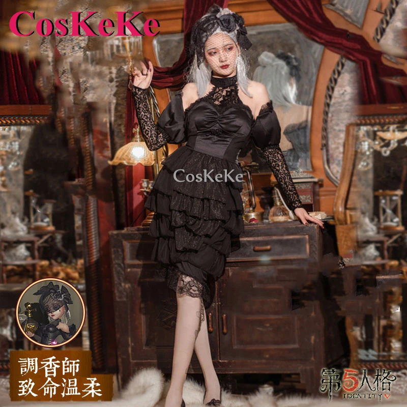 

CosKeKe Vera Nair/Perfumer Cosplay Game Identity V Costume Deadly Tender Sweet Elegant Black Formal Dress Role Play Clothing New