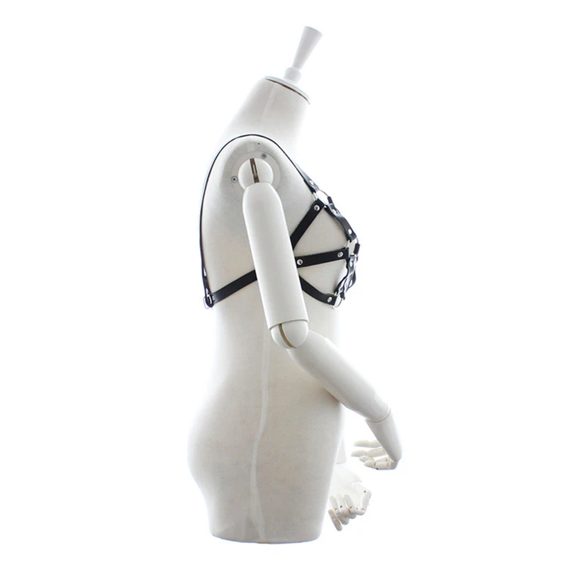 Sexy Womens Leather Strap Open Cup Bra Top Cupless Breast Harness Fetish Lingerie Erotic Hen Party Costume