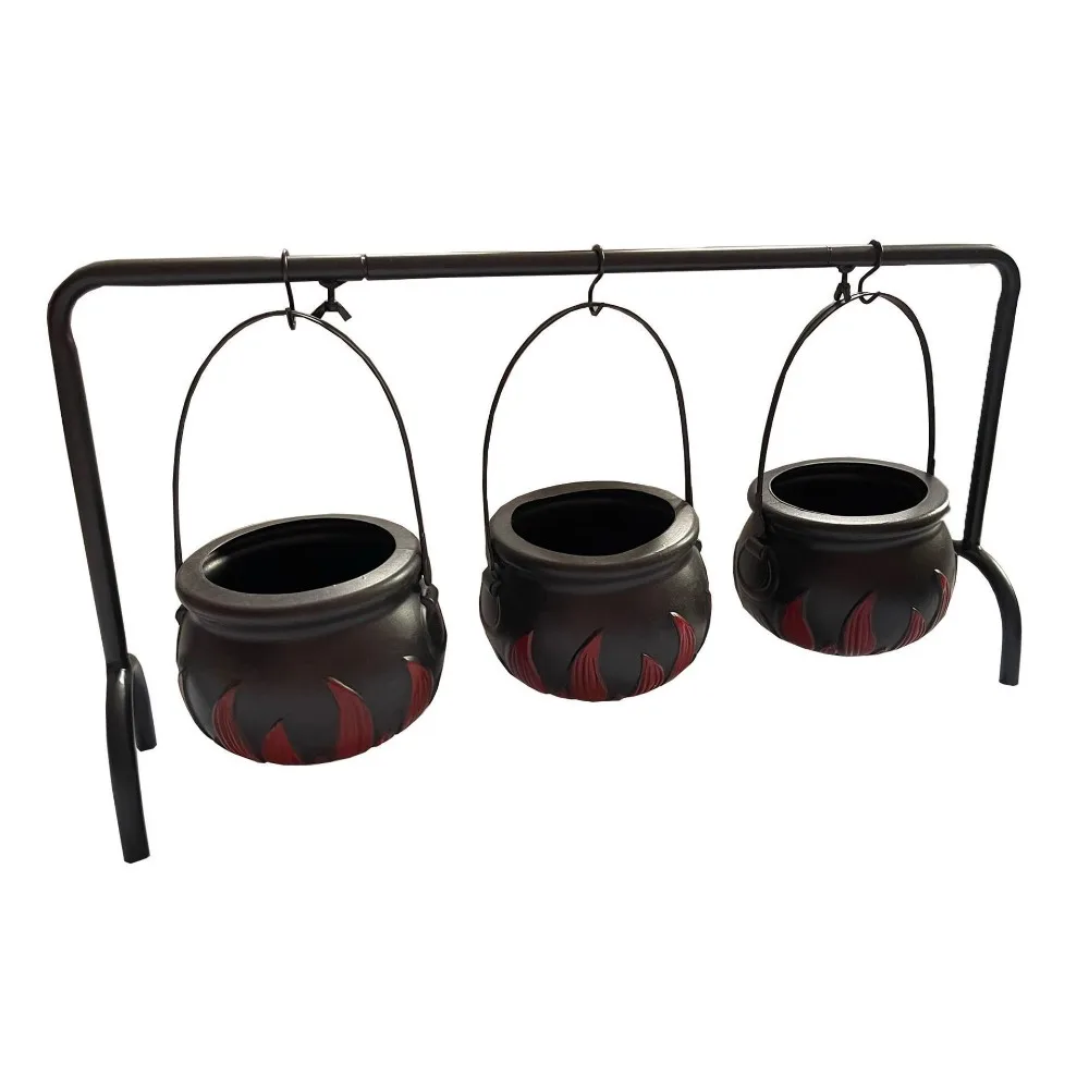 Candy Pot Plastic Witch Skeleton Candy Cauldron Bucket Kettles With Handle Halloween Party Decoration Props