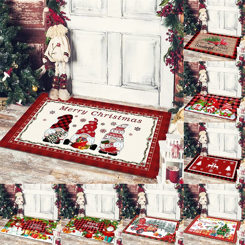 Christmas Entrance Door Mat Cartoon Dwarf Print Floor Mat Living Room Corridor Balcony Welcome Christmas Home Decoration