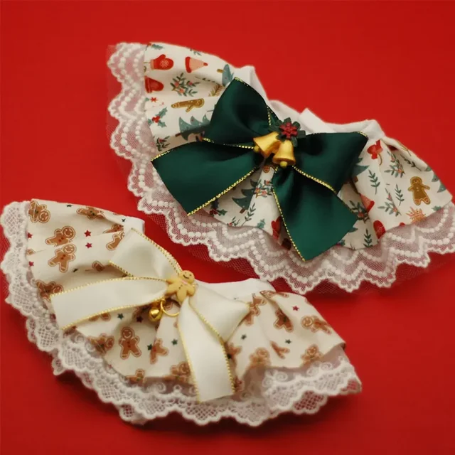 Cotton Pet Cat Dog Drool Towel Lace Scarf Christmas Themed Party Holiday Decoration Accessories Pet Neck Accessories