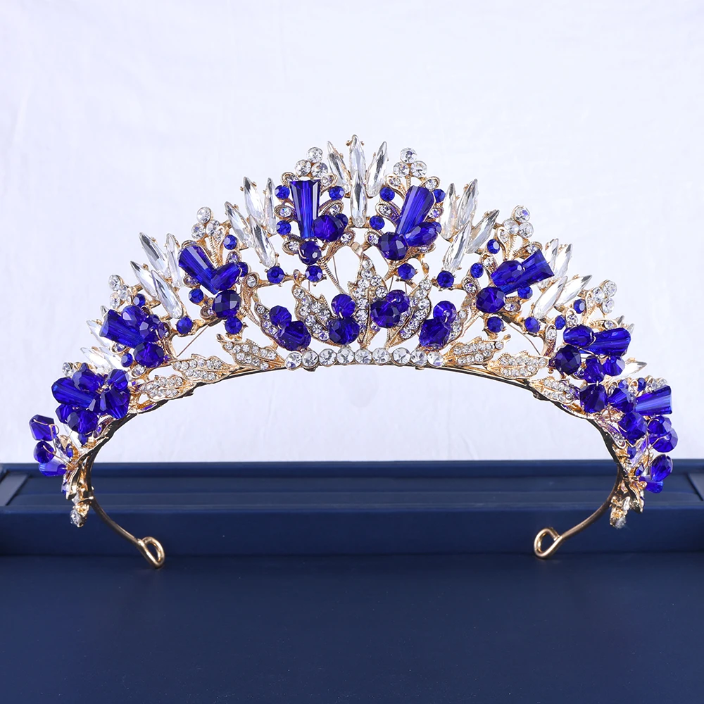 Upscale Crystal Gem Crown ornaments Stylish Noble Banquet Wedding Women's hair accessories