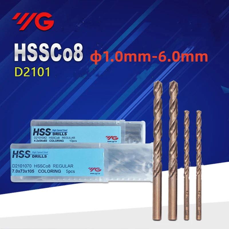 5PCS HSS Korean YG Twist Drill Bit High Speed Steel Straight Drills D2101 1 1.1 1.2 1.5 1.6-3.0 3.1-3.5-4.0-4.5-5.0 5.1-6.0mm