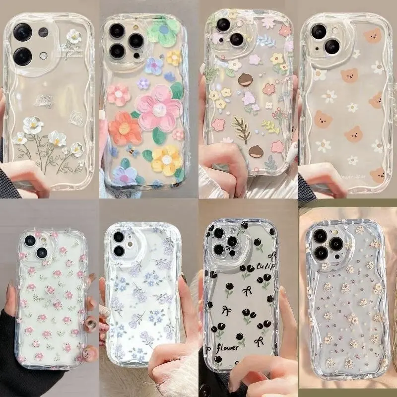 Clear Floral Tulip Phone Case with Small Flower Design