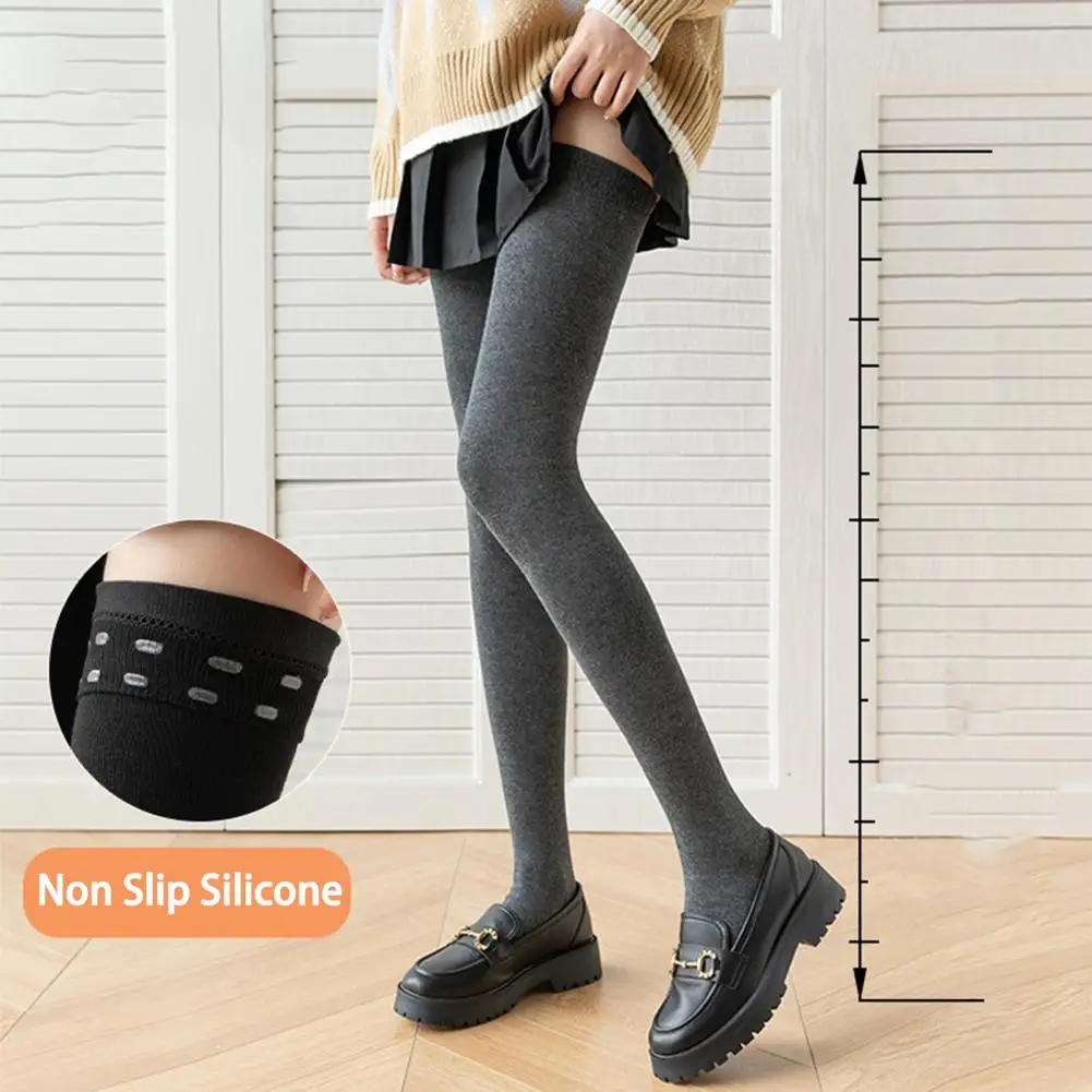 

1 Pair 80cm Japanese Style Long Socks Solid Color High Elasticity Silicone Thigh Stockings Autumn Winter Women Over Knee Socks