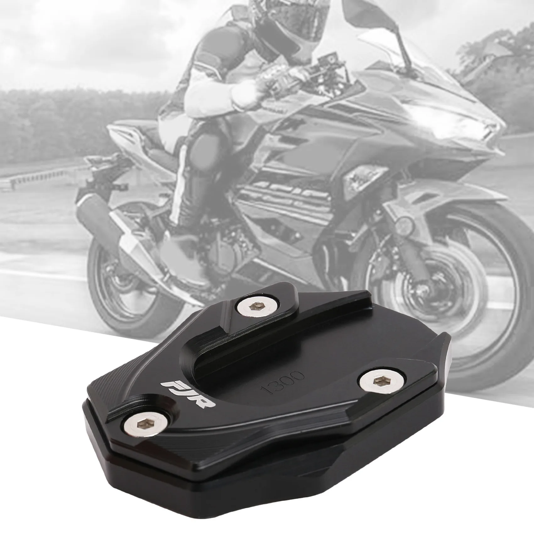 Motorcycle Kickstand Pad Side Stand Plate Extension for Yamaha FJR1300 FJR 1300 2001-(Black)