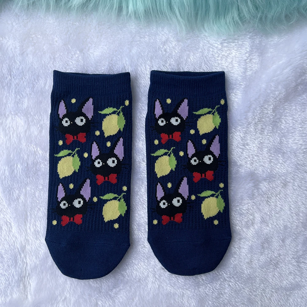 Cute Women's Black Cat Socks Kawaii Kitty Cartoon Girls Spring Summer Winter Students Sock Birthday Gifts One Pair