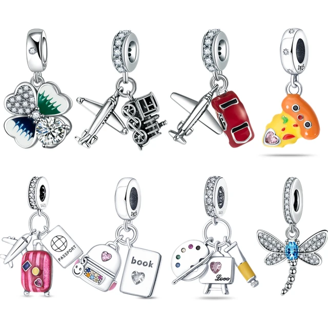 Mula 925 Sterling Silver Charms for Bracelets and Necklaces Family Letters Dangle Pendants Airplane Travel Beads Family Tree Charms Jewelry Gift for