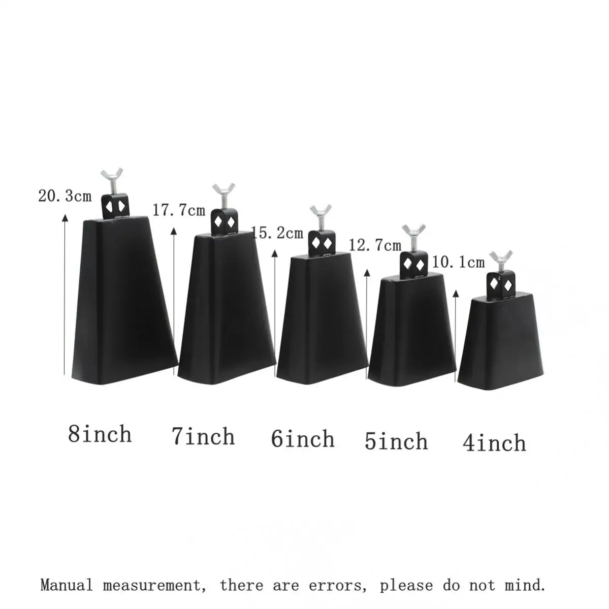 4 / 5 / 6 7 8 Inch Cowbell Metal Iron Noise Makers Jazz Drum Percussion Instruments Accessories