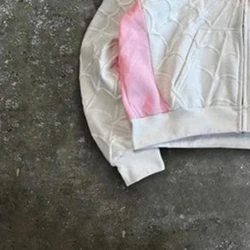 Unisex Harajuku Style Zip - Up Hoodie - Fashionable Casual Sweatshirt Jacket - XXL (Pink Spider - White)