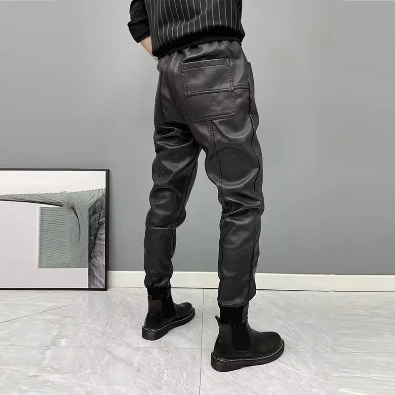 Autumn Winter Leather Pants Locomotive Men Clothing Cargo Pants Man Sport Sports Big Size Men's Winter Clothes Trousers Male