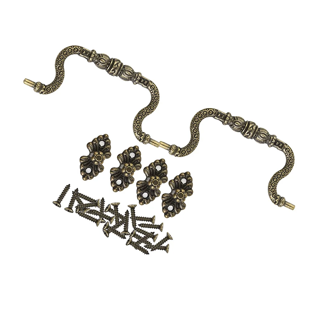 Set maniglie a strappo con viti in lega di zinco di ricambio arco di Tracery decorazione di accessori in bronzo antico Vintage