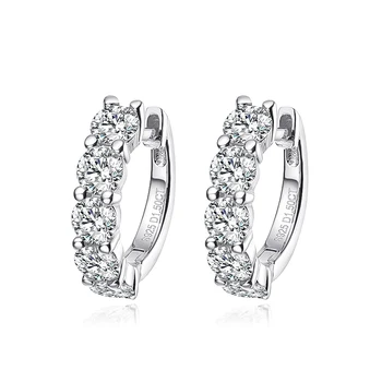 Smyoue 18k 3cttw Moissanite Hoop Earring for Women 4mm Stones D Color Sparkling Created Diamond Earring 100% 925 Sterling Silver 6