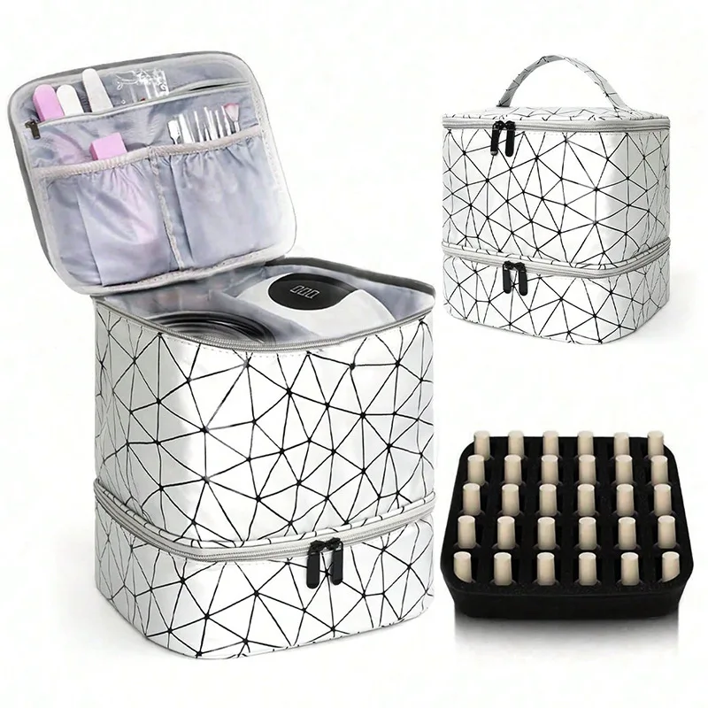 The new nail polish Portable bag Double layer nail polish storage bag can hold 30 bottles of makeup bag storage bag 4