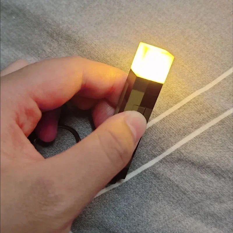 MC Game Mini Torch Flashlight LED Light USB Rechargeable Torch Keychain Backpack Pendant Children Gifts Miniature ornament