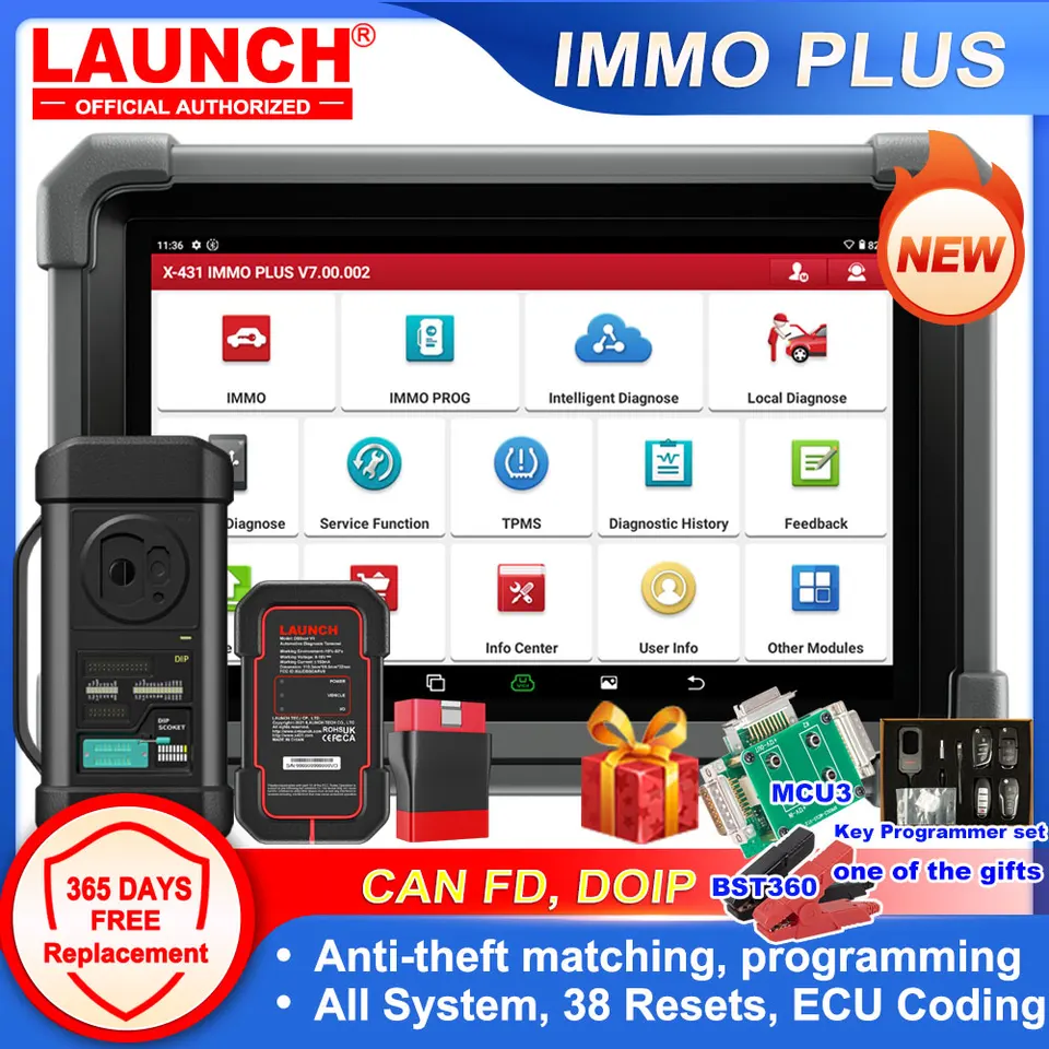LAUNCH X431 IMMO Elite Strumento di Programmazione Chiavi, con Programmatore di Chiavi X-PROG3, Strumento diagnostico CANFD e DOIP, Oltre 39 Servizi, Test Attivo, Scanner di Tutti i sistemi