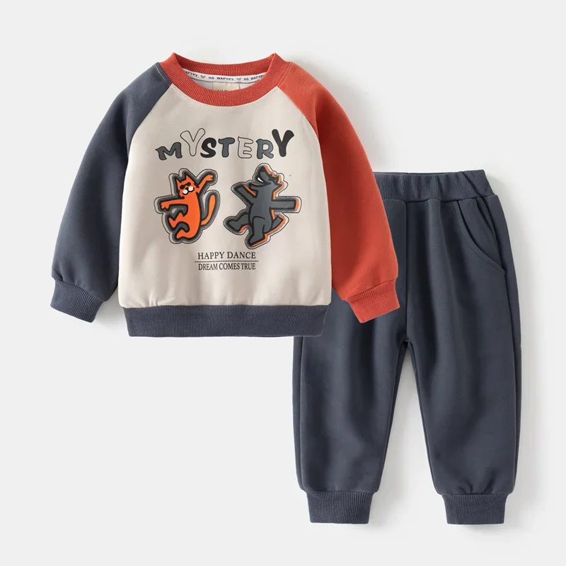 thumbnail image 1 of New Spring Autumn Children Clothes Set Color Patchwork Kids Boys Two-Piece Sets Children Boy Casual Tracksuit Outfits Tops Pants, 1 of 6