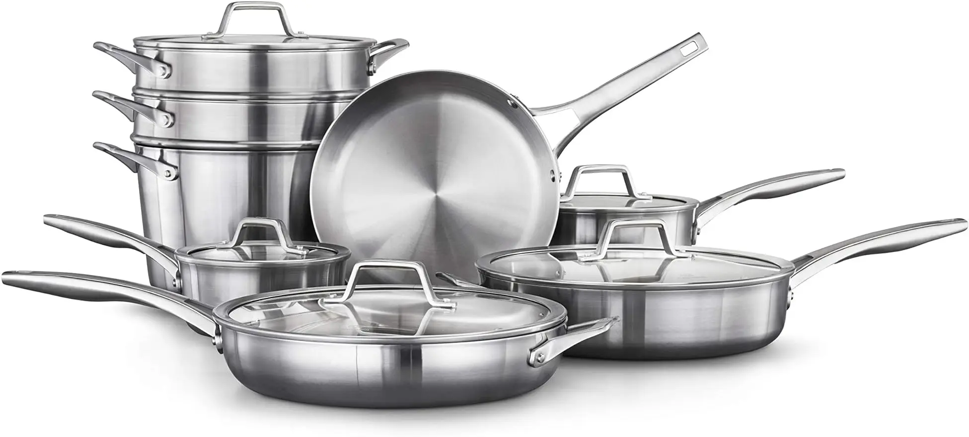 

Calphalon 13-Piece Pots and Pans Set, Stainless Steel Kitchen Cookware with Stay-Cool Handles and Steamer Insert