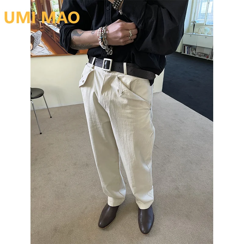 

UMI MAO Yamamoto Dark 2023 New Four Seasons White Exquisite Popular Loose Straight Leg Casual Pants Couple Femme Y2K