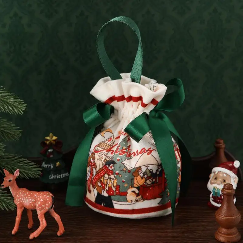 Festive Hand-Carry Canvas Bag; Christmas Eve Gift Bag; Candy Apple Packaging Tote