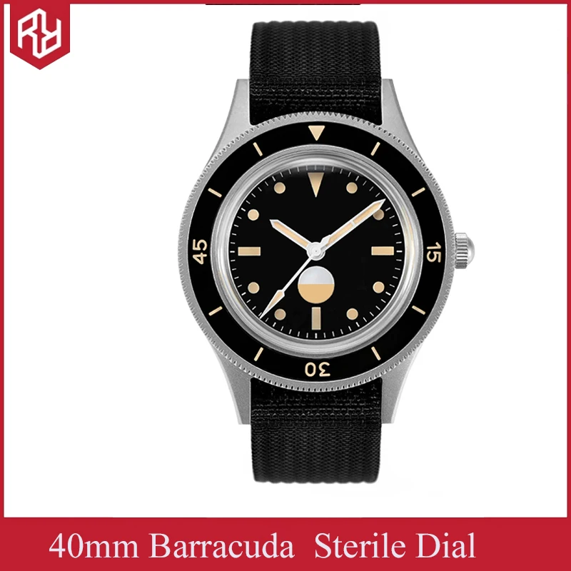 

Rdunae TR900 R6tr Pike Automatic Watch 40mm Sterile Dial Vintage For Fifty Fathoms Barracuda C3 Lume 20Bar Mechanical Wristwatch
