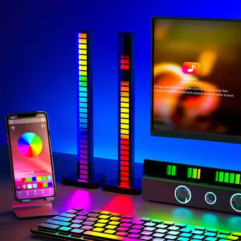 RGB 음악 사운드 제어 LED 조명 스마트 앱 제어 픽업 리듬 분위기 조명, 자동차 TV 게임 컴퓨터 데스크탑 장식 램프