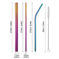 Eco - Friendly Reusable Stainless Steel Drinking Straws with Cleaning Brush (Colorful)