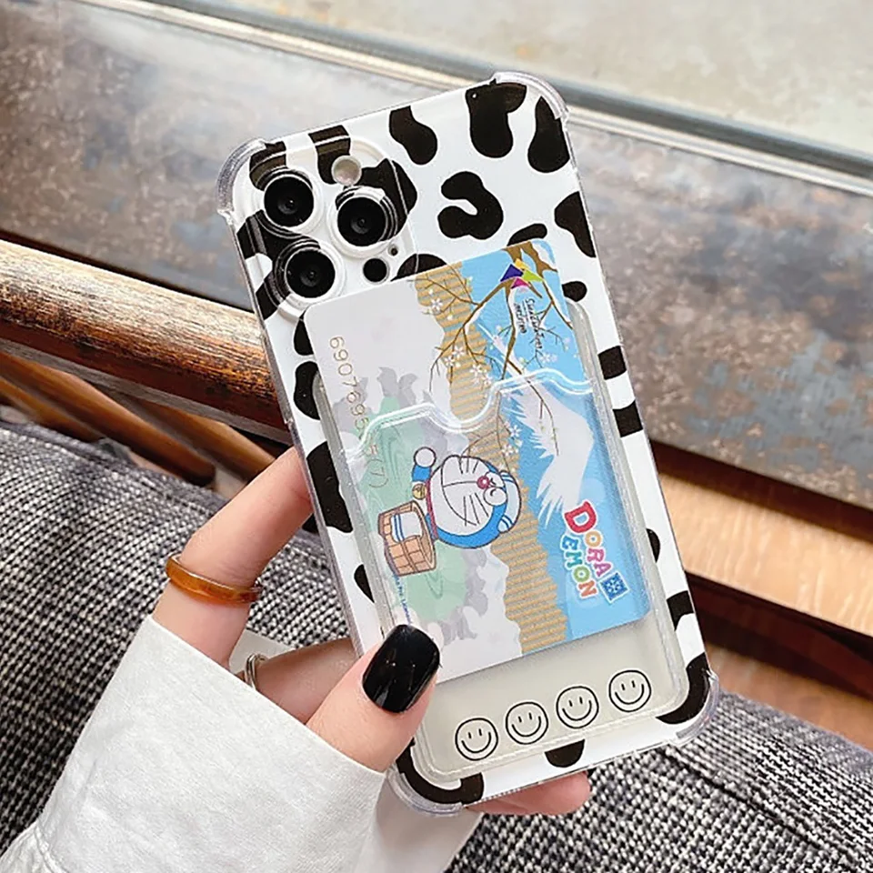ピンクのヒョウ柄の耐衝撃ケース,iPhone用カードホルダー,11 13