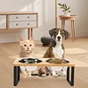Cat Bowl with 15° Tilting Stand Stainless Steel Elevated Cat Bowl Pet Feeding Station Suitable for Food and Water 4
