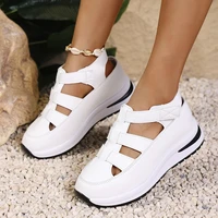 Sandales pour femmes été 2025 chaussures plate-forme compensée à talons hauts gladiateur confortable décontracté nouveau en luxe blanc bout rond en offre 4