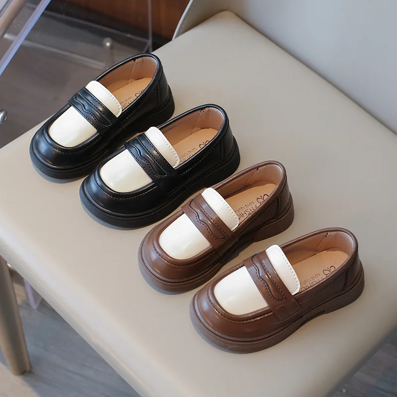 

Children's Loafers2024Spring and Autumn New Girls' Slip-on Leather Shoes Little Girl's Fashionable Simple Casual Shoes