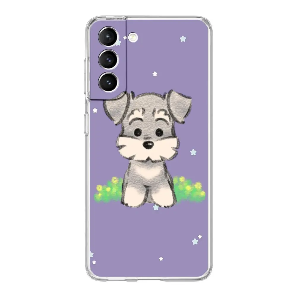 Clear Soft Cover Phone Case with Cartoon Schnauzer Dog Design