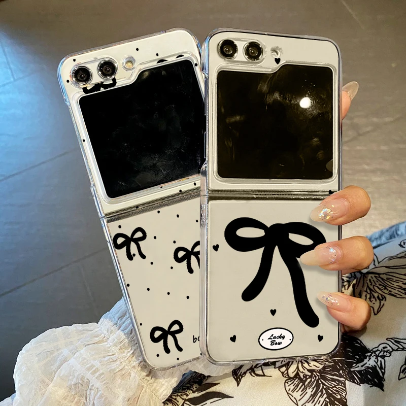 INS Bowknot Clear Folding Phone Case - Hard Back Cover