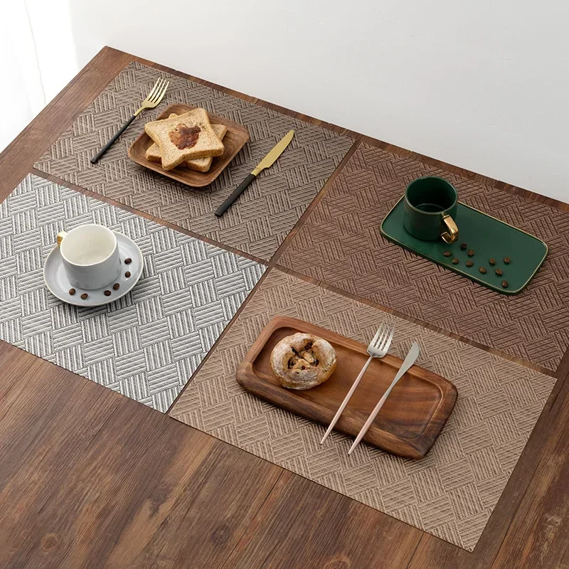 Heat Insulation PVC Placemats 2/4/6PC Durable Waterproof Oil Proof For Hotel Banquet Restaurant Kitchen dining table mat